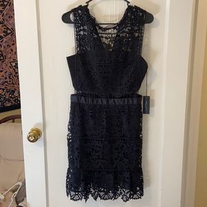 Black Lace Fitted MIDI Dress